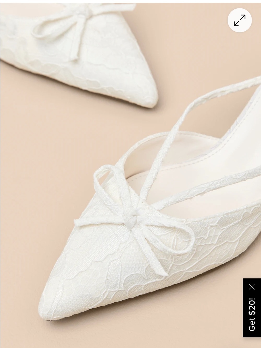 Lulu’s Sarita White Lace Pointed Toe Mule Pumps - Picture 5 of 5